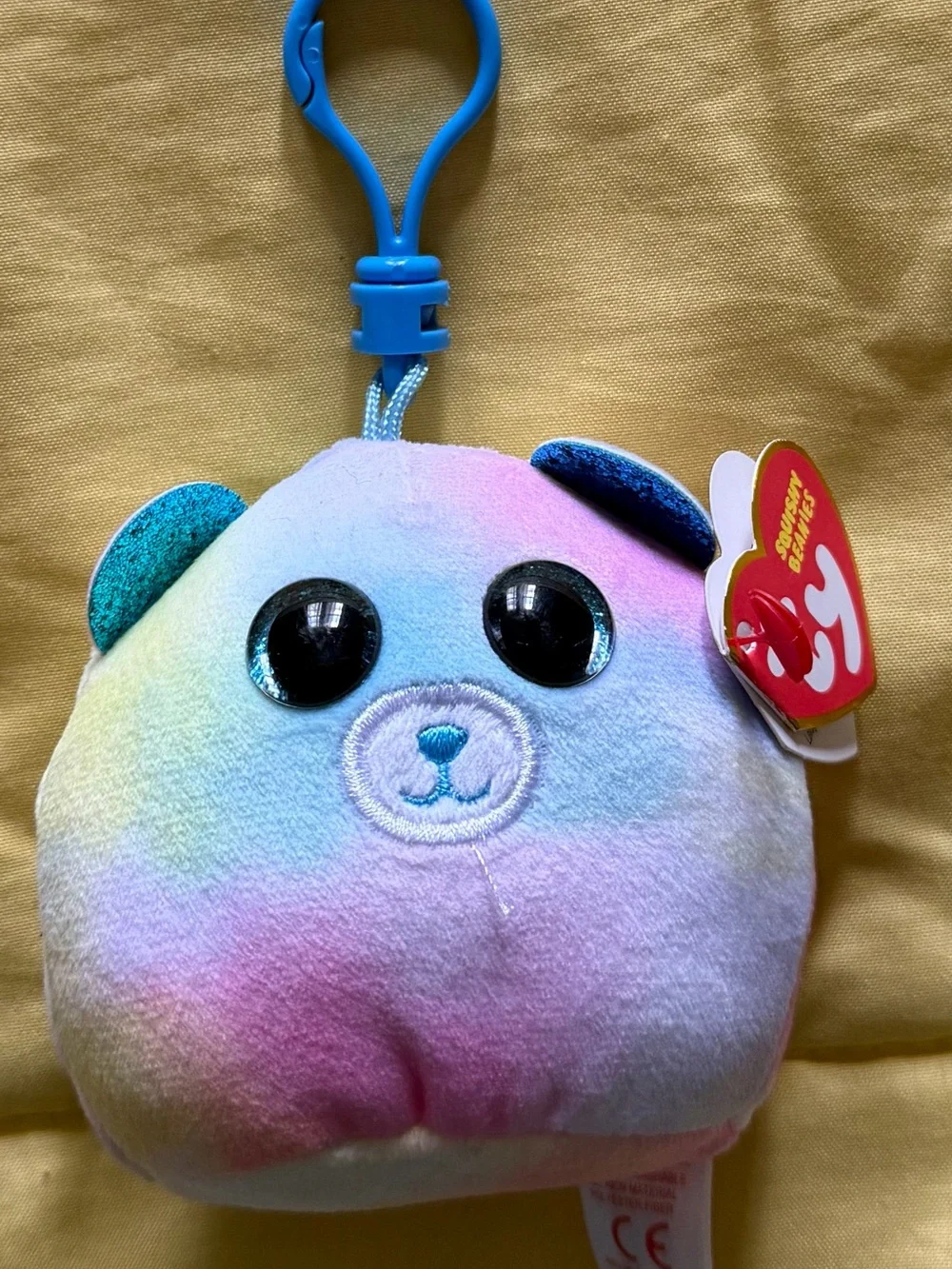 TY Squish-a-Boos Plush Clip Bundle Panda Dalmatian Rainbow Bear Llama Keychain